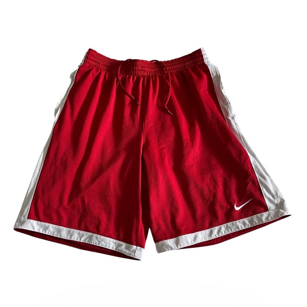 Nike Mens Large Basketball Shorts Red White Athletic Mesh